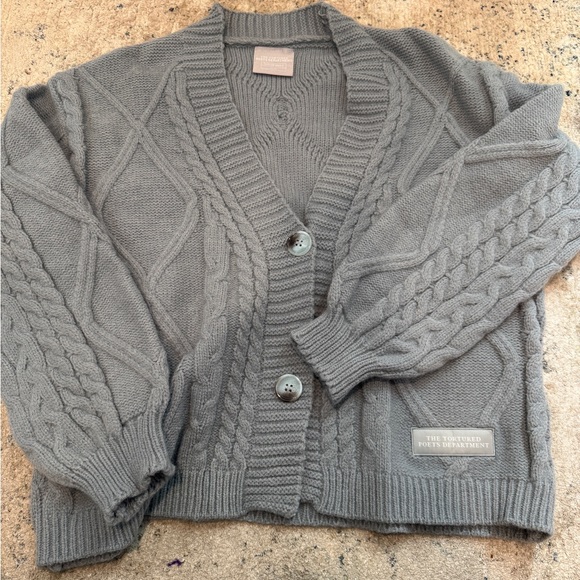 Taylor Swift Authentic The Tortured Poets Department Gray Cardigan Sweater XS/SM - Picture 1 of 3